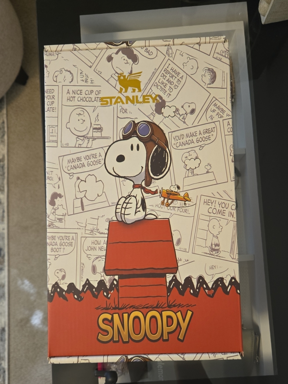 Stanley Snoopy Box with Red & Cream Comic Art